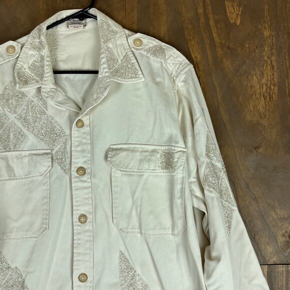 Polo Ralph Lauren Womens Shirt Winter Cream Beaded Twill Denim Button Down XXL - Picture 5 of 13